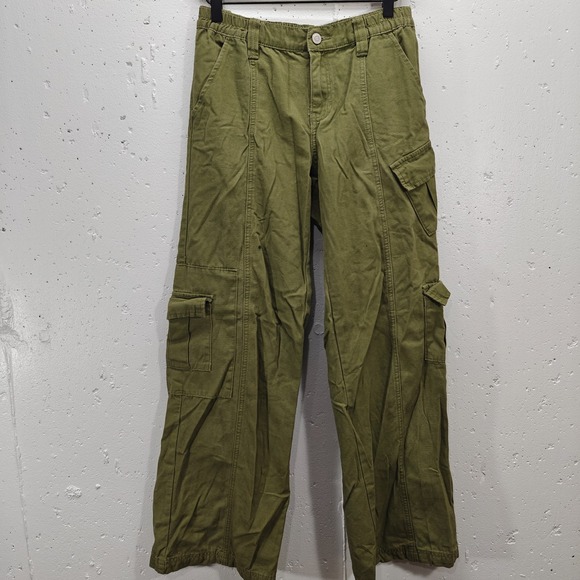 PacSun Pants - PacSun Pants Womens Small Low Rise Puddle Olive Green Cargo Wide Leg